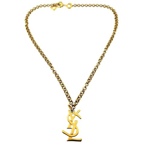 vintage yves saint laurent ysl logo pendant necklace|vintage yves saint laurent necklace.